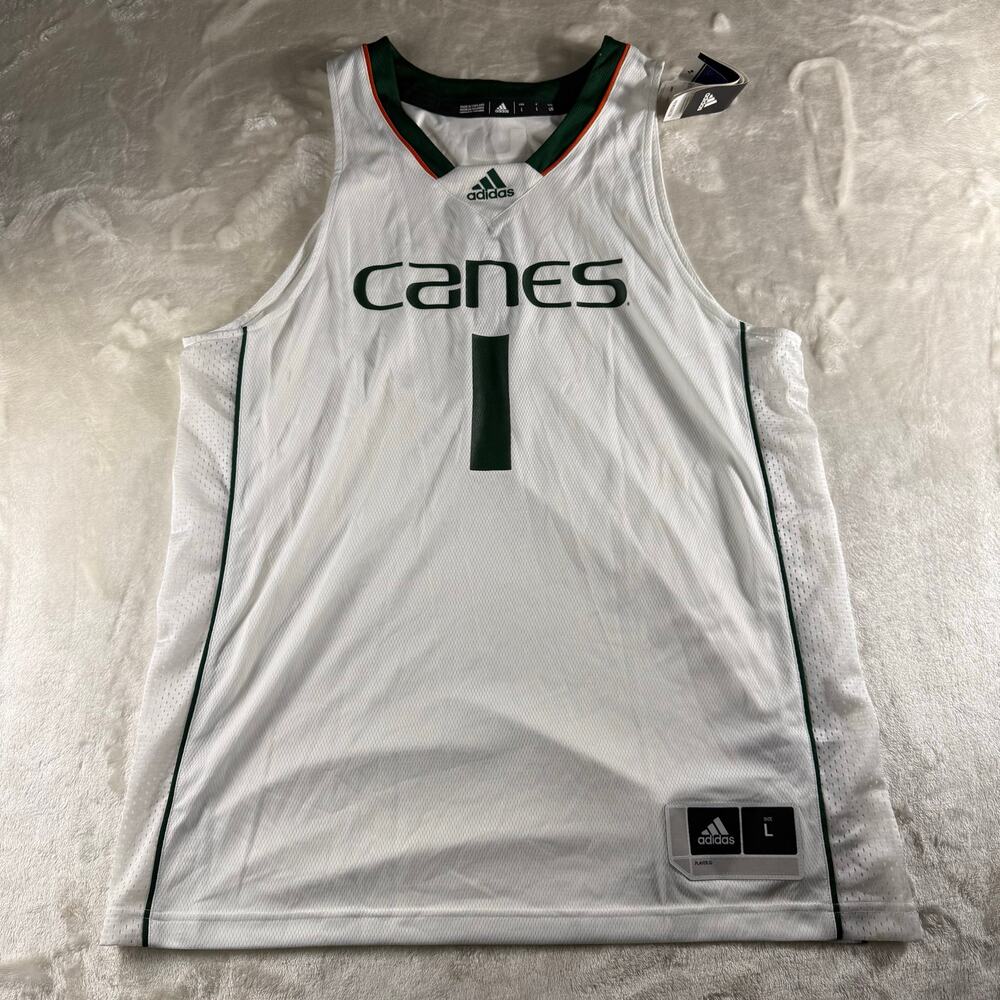 Adidas Miami Hurricanes Jersey Men's Size Large #1 NWT (STAINED)